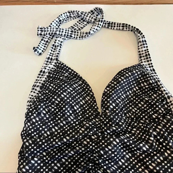 Athleta Vichy Retro Halter Tankini Top Only Black White Women's Size XXS - Picture 3 of 11